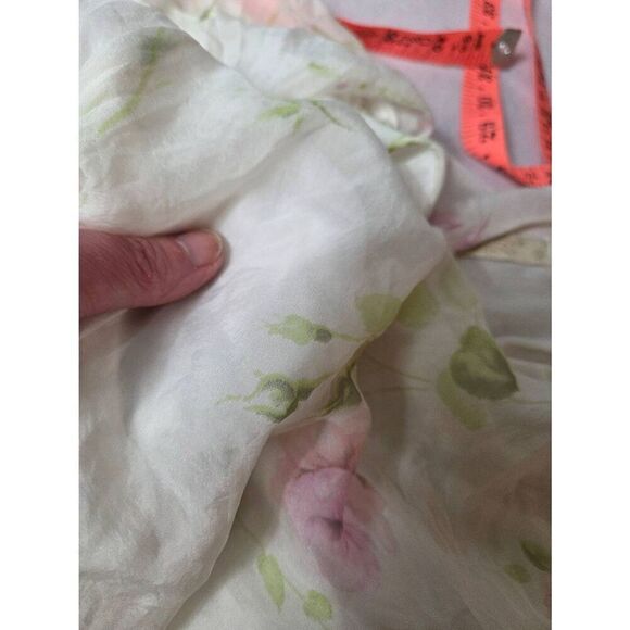 Giusy Italy 100% Silk V-Neck Flutter Sleeve Ethereal Floral Fairycore Top Sz. S - Picture 5 of 8